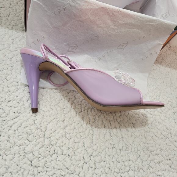 New Katy Perry Women's The Vivvian Flower Sandal Heeled Lavender Sandals sz 8.5 - Picture 1 of 6